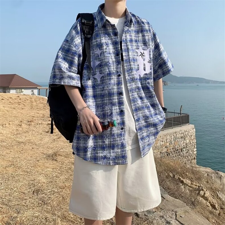 夏季新款衬衫潮流慵懒男方领宽松型衬衫HC99P40,男装衬衫,星座1116-2