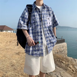 夏季新款衬衫潮流慵懒男方领宽松型衬衫HC99P40图片