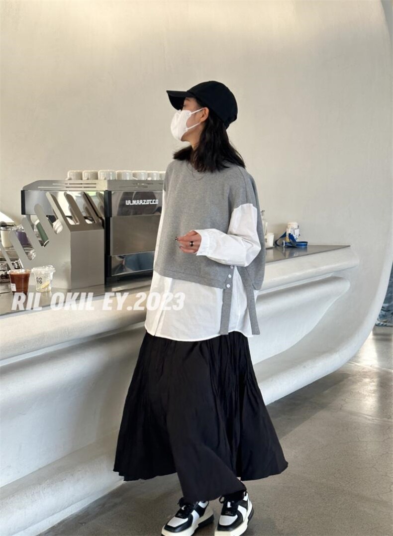 雷洛奇丽—2023春装拼接衬衫，女装衬衫，雷洛奇丽