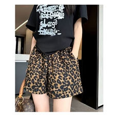 豹纹短裤女夏季薄款2025新款高腰休闲外穿美式运动中裤阔腿五分裤，男装牛仔裤，星座506A