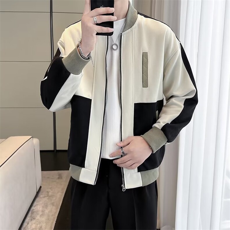 男士外套春秋季2024新款潮痞帅拼色高端时尚休闲棒球服夹克JK009,男装夹克,星座1116A-2（原606A-1）