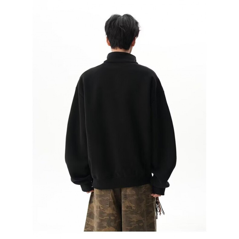 重磅立领半开衫卫衣男冬季美式宽松拼接外套百搭宽松上衣HF86p40,女装短外套,星座1112-1