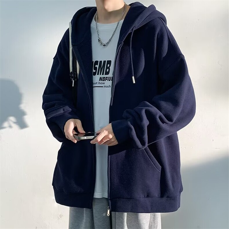 夹克男士春秋季2025新款男装连帽上衣美式开衫卫衣外套图片