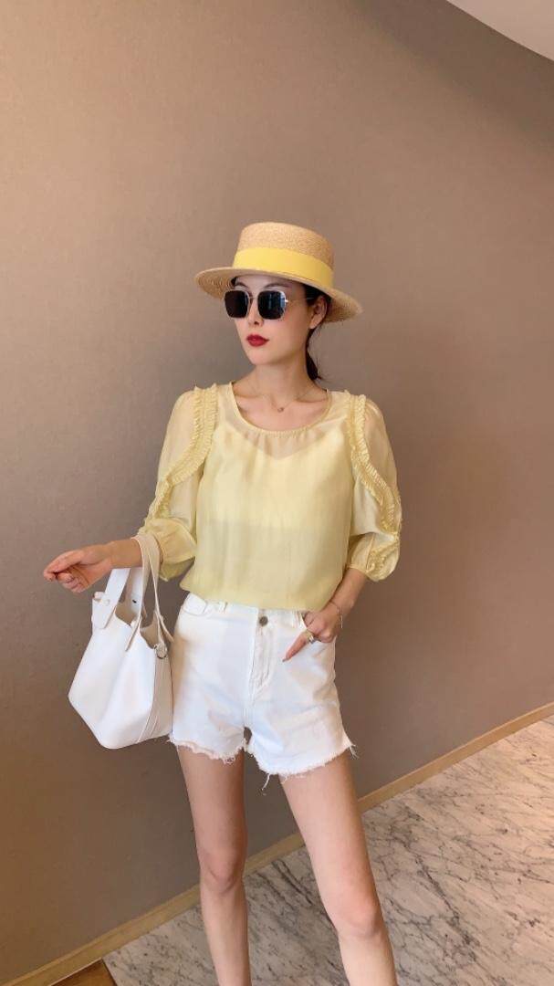 天丝荷叶边上衣，女装，玫丽梦