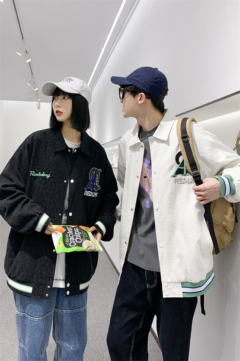 秋装新品时尚夹克情侣款2023中性风男女同款棒球服外套8007-P85,男装夹克,电商A441-1