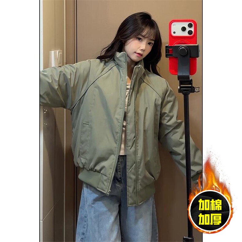 现货美式高街休闲棉衣夹克三防立领纯色户外工装加厚棉服外套,男装夹克,电商A486