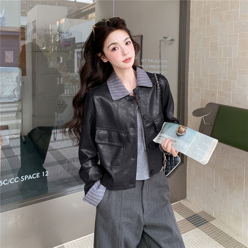已出货春装新款~皮衣外套女1楼南36-39吾爱衣-A2528-P140-K258,女装皮衣,1C083