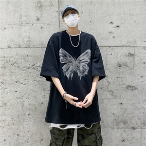 高街蝴蝶印花纯棉短袖T恤大码M~5XL XZ604-DT210-P25控38图片