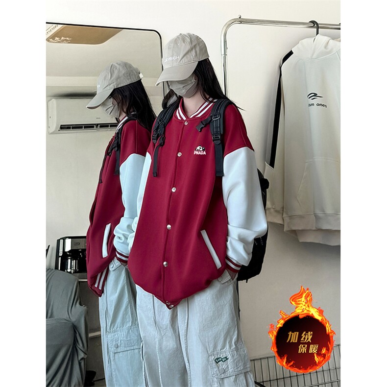 抖音得物高品质重磅全棉二开360克立领棒球服开衫卫衣外套1201,女装短外套,电商A486