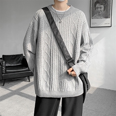 8XL-M圆领毛衣男秋冬季宽松慵懒套头麻花针织衫毛线衣MY19005P68，男装针织衫/毛衣，电商B312