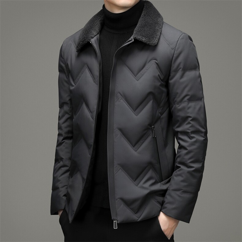 羽绒服男2023年新款冬季立领翻领商务休闲上衣中年加厚保暖外套,男装羽绒服,电商B212（原钱塘6029）