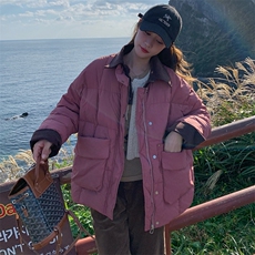 独特超好看树莓粉色短款羽绒服女冬2024年新款高级感美式夹克外套，女装羽绒服，浙宝305
