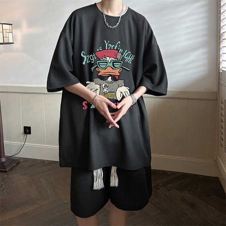 华夫格套装运动短袖t恤套装休闲两件套一套HZ84380-P44,男装T恤,电商A040