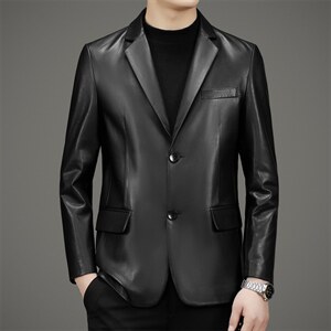 DLSN88987胎牛皮西装修身皮夹克男士外套皮衣男P1500