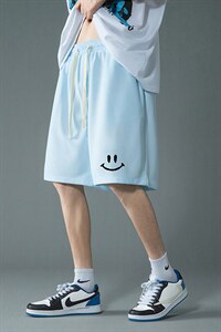 HD74204-P22 华夫格短裤男大码宽松五分裤男直筒中裤图片