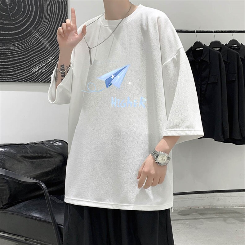 春夏季七分袖t恤男大码五分袖男短袖中袖Q11270-P30,男装T恤,电商A040
