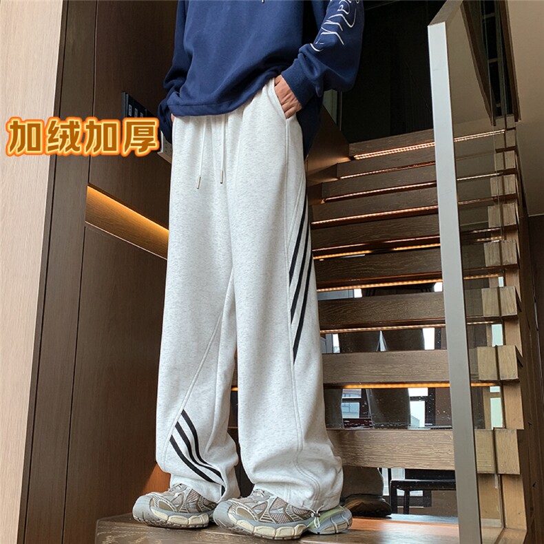 秋冬美式织带拼接卫裤休闲裤加绒加厚XZ604-K106JR-特P50控88,男装休闲裤,星座604