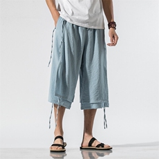 夏季日系大码休闲裤暗黑阔腿裤汉服七分裤工装裤中性潮K92/P85，男装牛仔裤，钱塘713