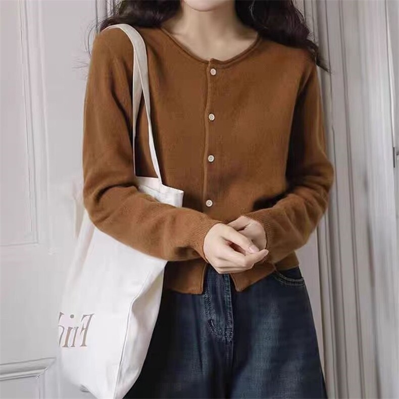 12针卷边领开衫纯色羊毛柔软舒适，女装羊毛衫，旭驰羊绒