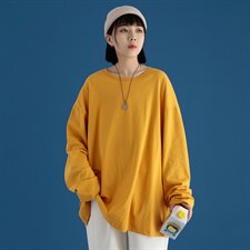 21早春新款纯色长袖T恤男女士打底衫圆领纯棉A158-T88889-P21,男装T恤,电商A158-1