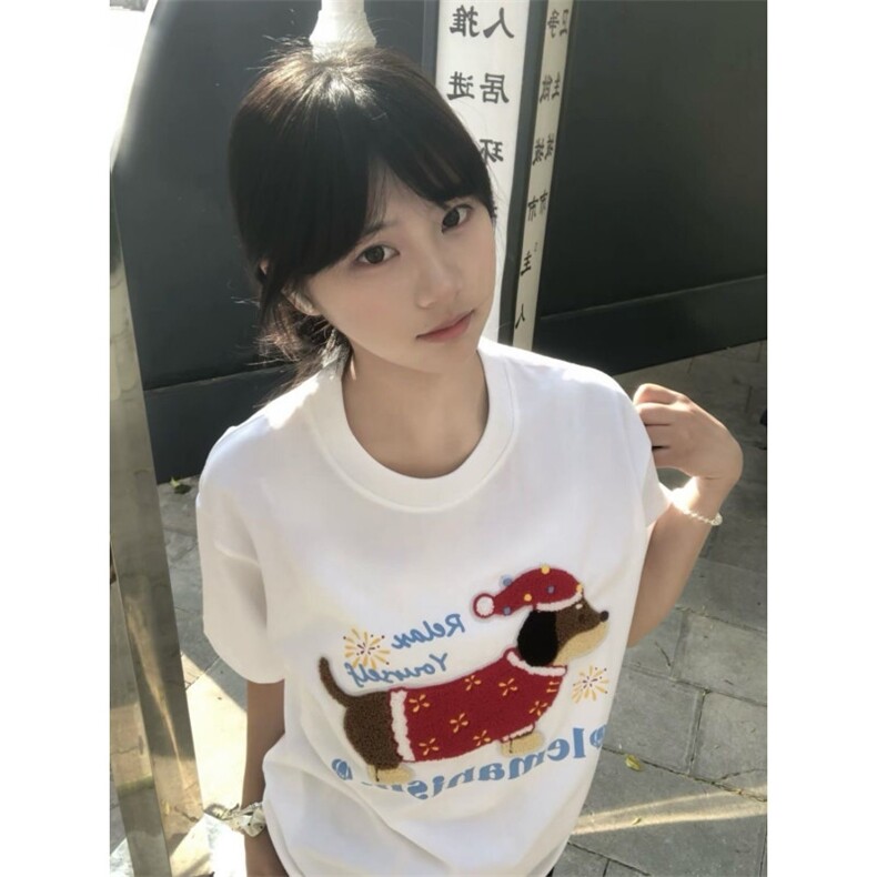 H0577-P35毛巾绣+印花夏季新款可爱T恤女,女装T恤,星座617A-2