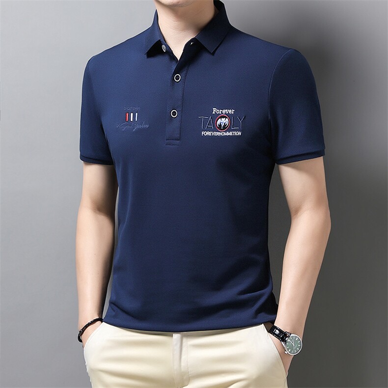 爸爸夏装短袖T恤男中年男士POLO衫中老年人男装衣服2023夏季新款,男装T恤,电商B212（原钱塘6029）