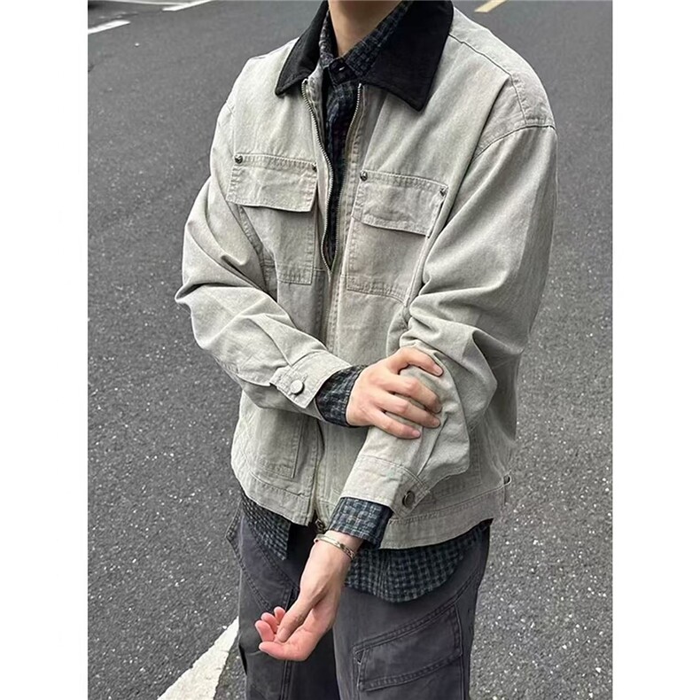 秋季新款现货翻领夹克男纯棉上衣外套DSA157B-JK7943-特P90,男装夹克,电商A157B