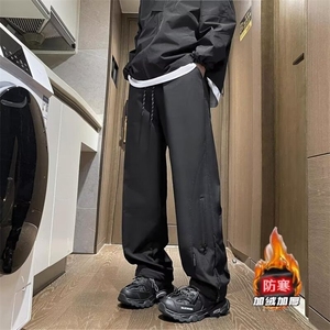 冬季加绒裤子男士长裤保暖机车裤子图片