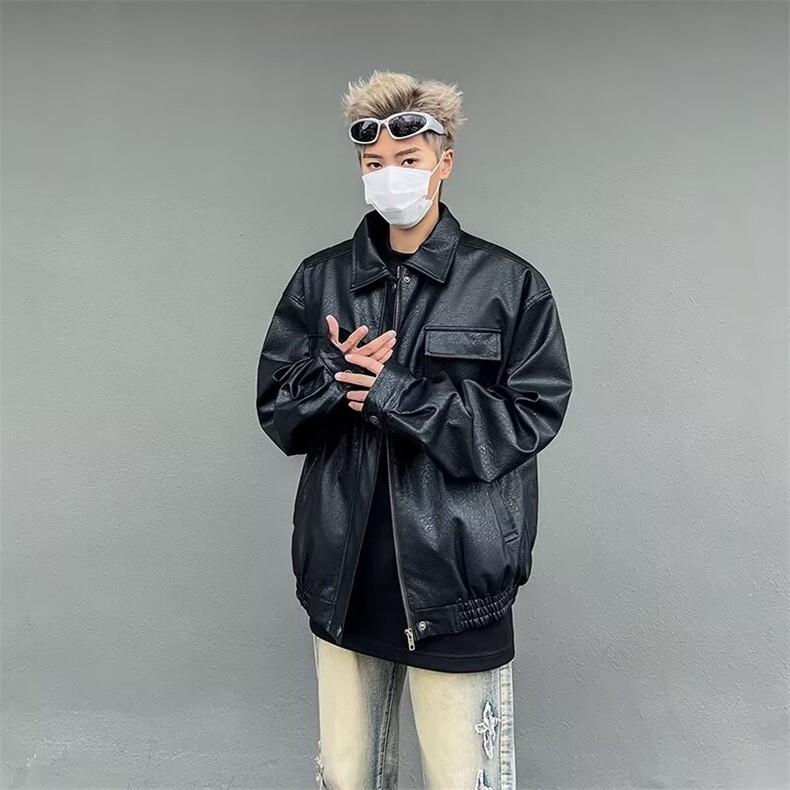 凯美拉皮衣休闲款式夹克外套黑色棕色M-3XLPW74,男装夹克,星座1116A-1（原606A）