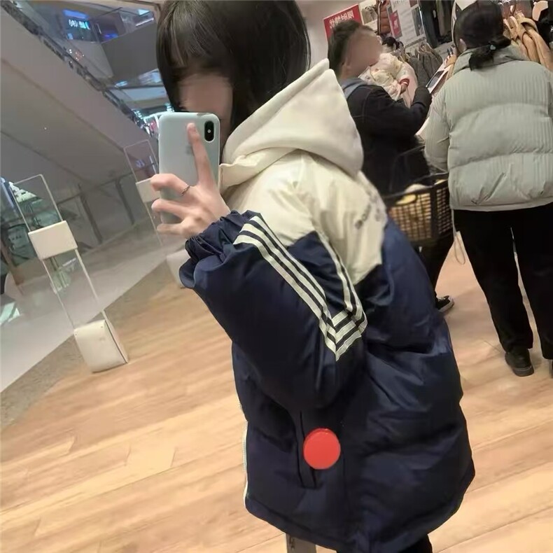 学院风ins撞色拼接棉服外套女冬季新款潮字母印花条纹保暖棉衣,男装棉衣,星座506A