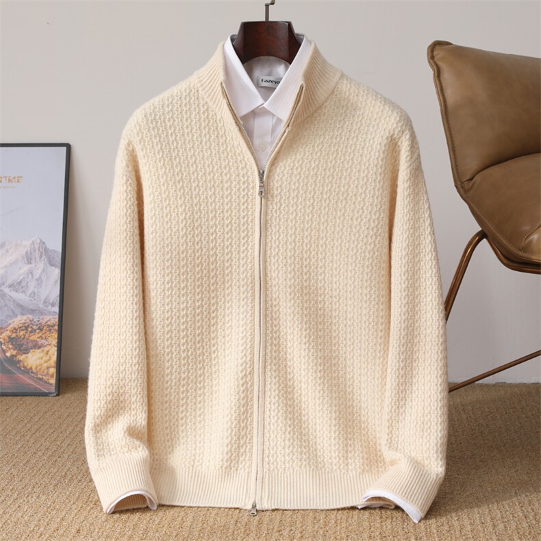 秋冬新款加厚小碎花针织开衫时尚休闲百搭，男装针织衫/毛衣，冬季工坊