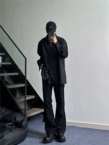 美式ins高街暗黑小众百搭喇叭裤休闲牛仔裤K2305-P55 控78图片