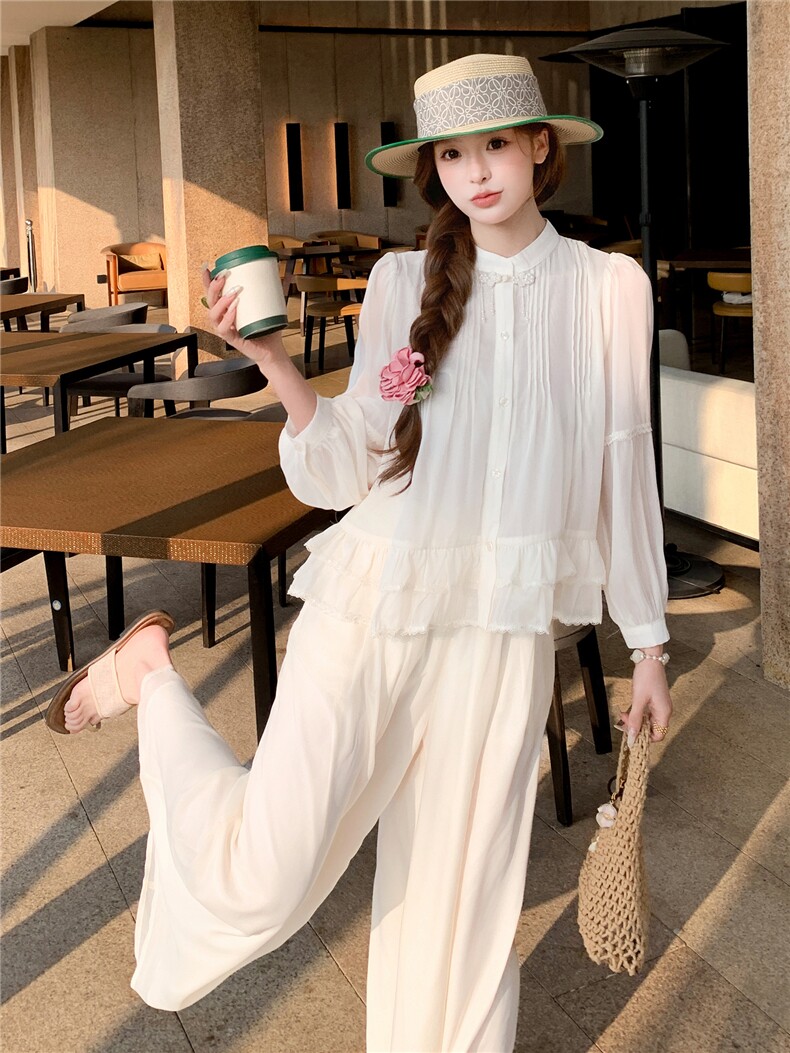 超仙时尚防晒套装女2026春夏新款半透减龄显瘦流行阔腿裙裤两件套,女装套装/套裙,衣秀之家