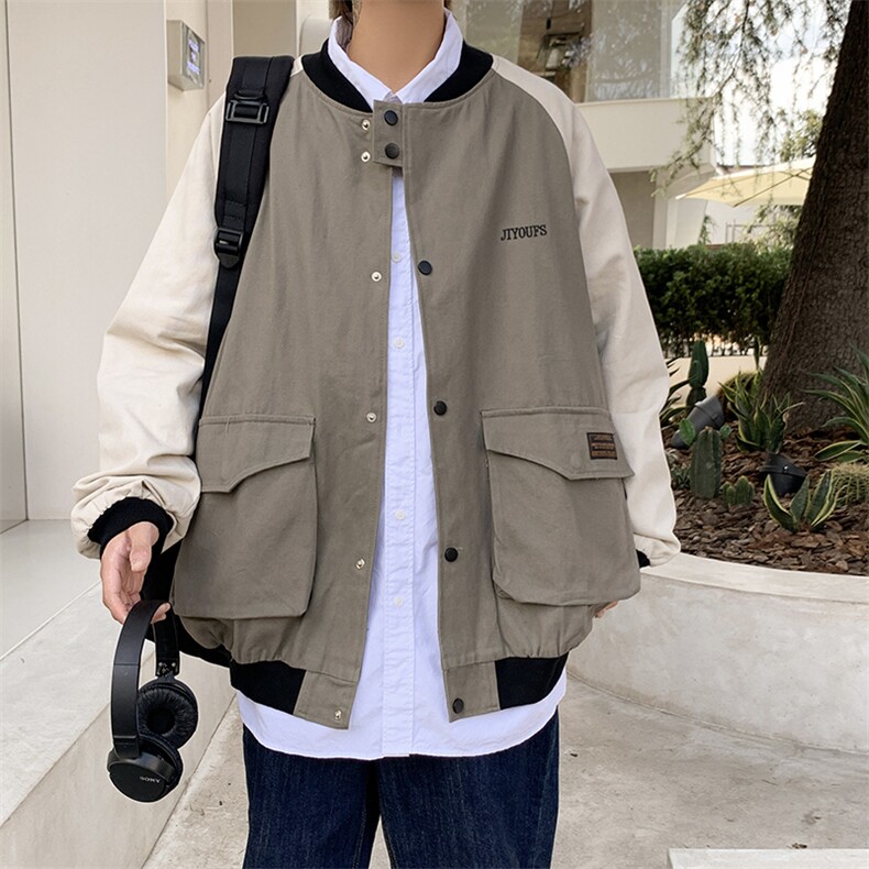 春秋拼色ins痞帅炸街休闲男士夹克韩版潮流情侣春装 W1510-P50图片