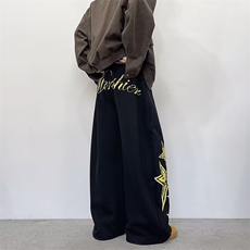 休闲裤男女韩版潮流宽松百搭高街帅气2025秋冬ins长裤K6739-P46，男装休闲裤，星座412-3