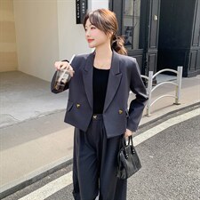 【主推现货】短款小西装阔腿裤两件套装女508-P150-K218，女装套装/套裙，2C126