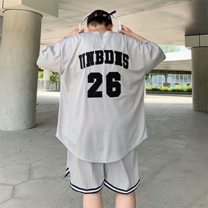 套装男短袖上衣五分裤2021夏季新款港风痞子帅气男装潮流W751-P55图片
