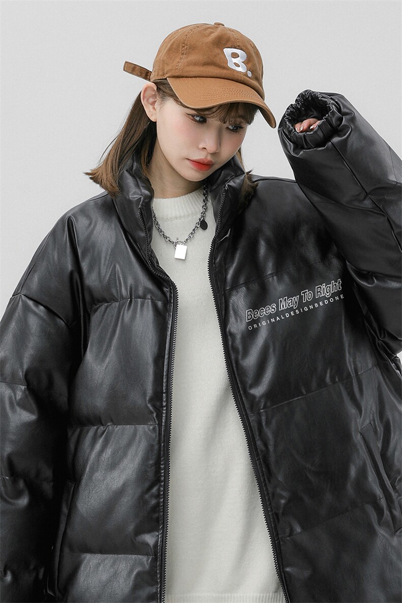 中性风23新款冬季时尚百搭宽松PU皮棉服外套MY455P115控158,男装棉衣,A247A