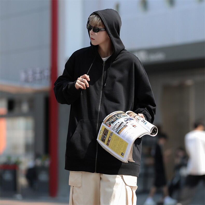 港风ins连帽卫衣男外套宽松百搭休闲棒球服开衫潮流 EE016-P30图片