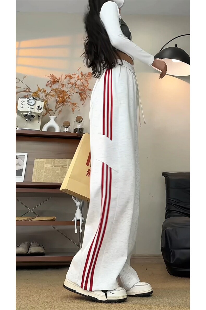 春季新款条纹三条杠运动卫裤直筒宽松中腰长裤C62172-TP30不,男装休闲裤,电商A102