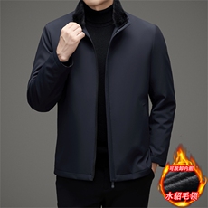 高端可脱卸内胆中年水貂派克服大衣冬季男中老年水貂领派克服外套，女装短外套，钱塘723