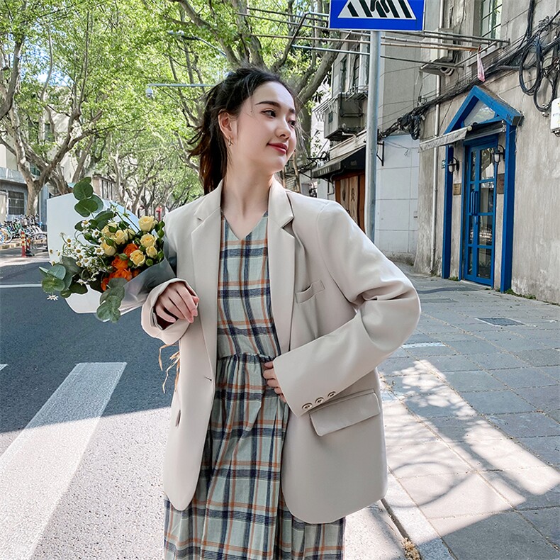 现货2021年秋装新款一粒扣休闲韩版西装166-XZ01,女装西装,茜茜公主