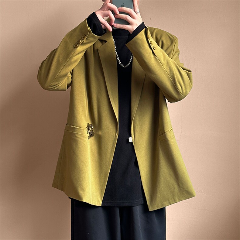 2025秋新款高级感潮西装外套宽松休闲设计感西服A351-AX2480-P125，男装西服，电商A351