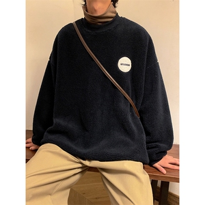 WY1704-P65 刺绣冬季羊羔毛圆领卫衣男士大码保暖加厚外套 控88图片