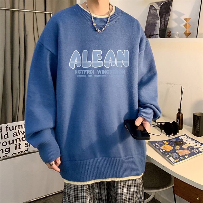 控78假两件毛衣男大码加绒针织衫男毛线衣M80291-P55加绒P70,男装针织衫/毛衣,电商A040