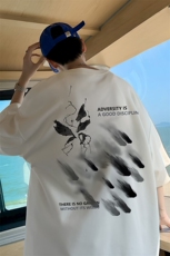 夏季重磅外景纯棉ins潮牌短袖T恤男宽松打底衫，男装T恤，电商B316