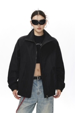 美式罗纹拼接袖子褶皱大码M-5XL教练夹克女JK78056P69控105，男装夹克，星座227-7