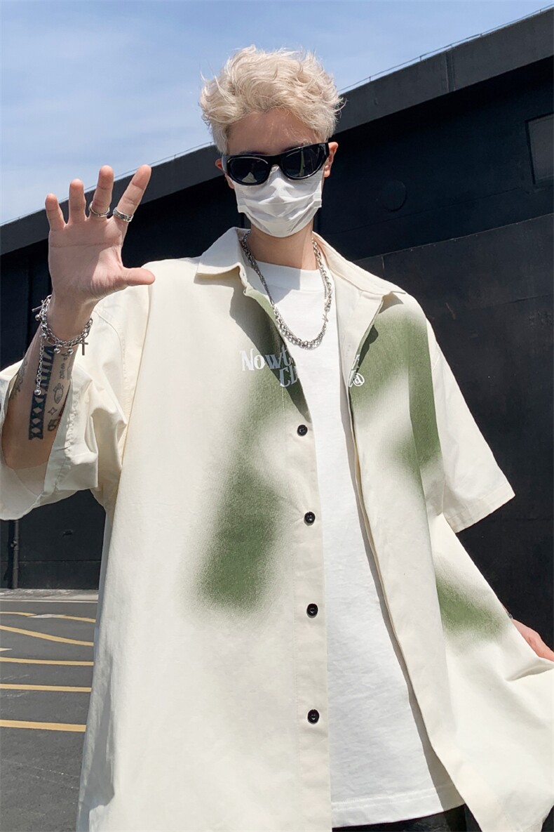 美式街头字母印花短袖衬衫男宽松情侣休闲衬衣XZ514-2-202431-P58,男装T恤,星座514-2(原B239)