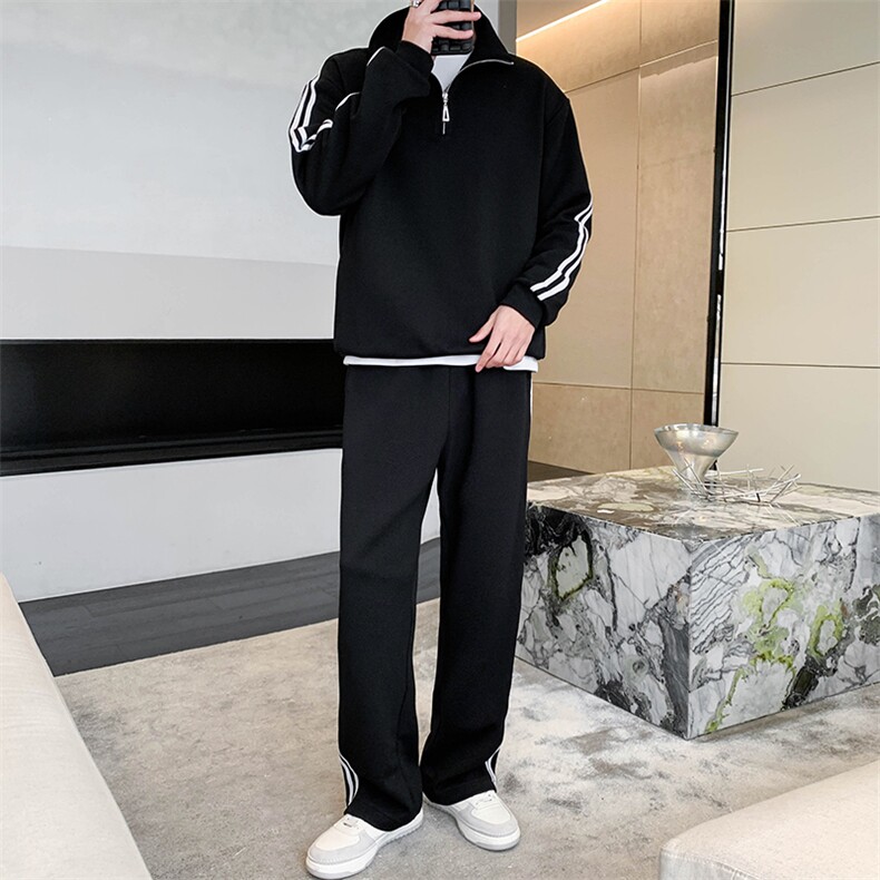 休闲运动套装拼接撞色纯色卫衣卫裤两件套A328-2303-P140-K199,男装休闲套装,星座406
