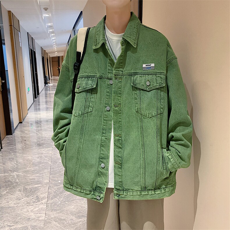 绿色牛仔外套男2023春新款设计感宽松复古oversize潮流JK854-P68,男装夹克,星座1103-3